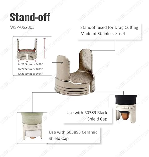 Miniatura 6 de WeldingStop Antorcha de corte de plasma para carga portuaria 62204 IPT-60 PT-60 IPT-40 PT40 Punta 0.039 '' 0.039 in Electrodo Shield Cap Stand Off