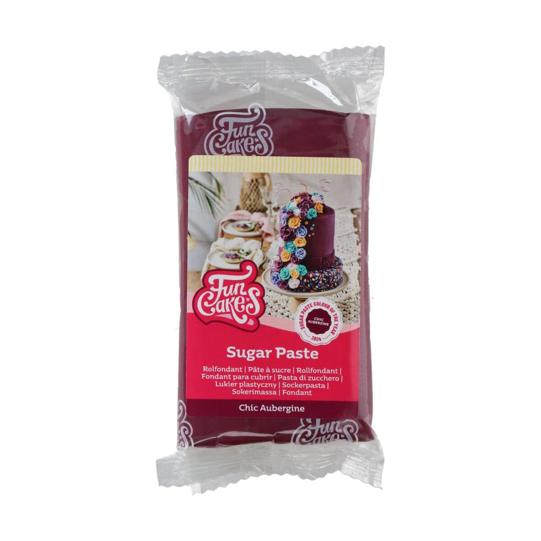 FunCakes Sugar Paste Aubergine Chic, Delicious Taste, Smooth Texture, Great for Cakes, Cupcakes and Cookies, Halal, Kosher, and Gluten-free, 250 g