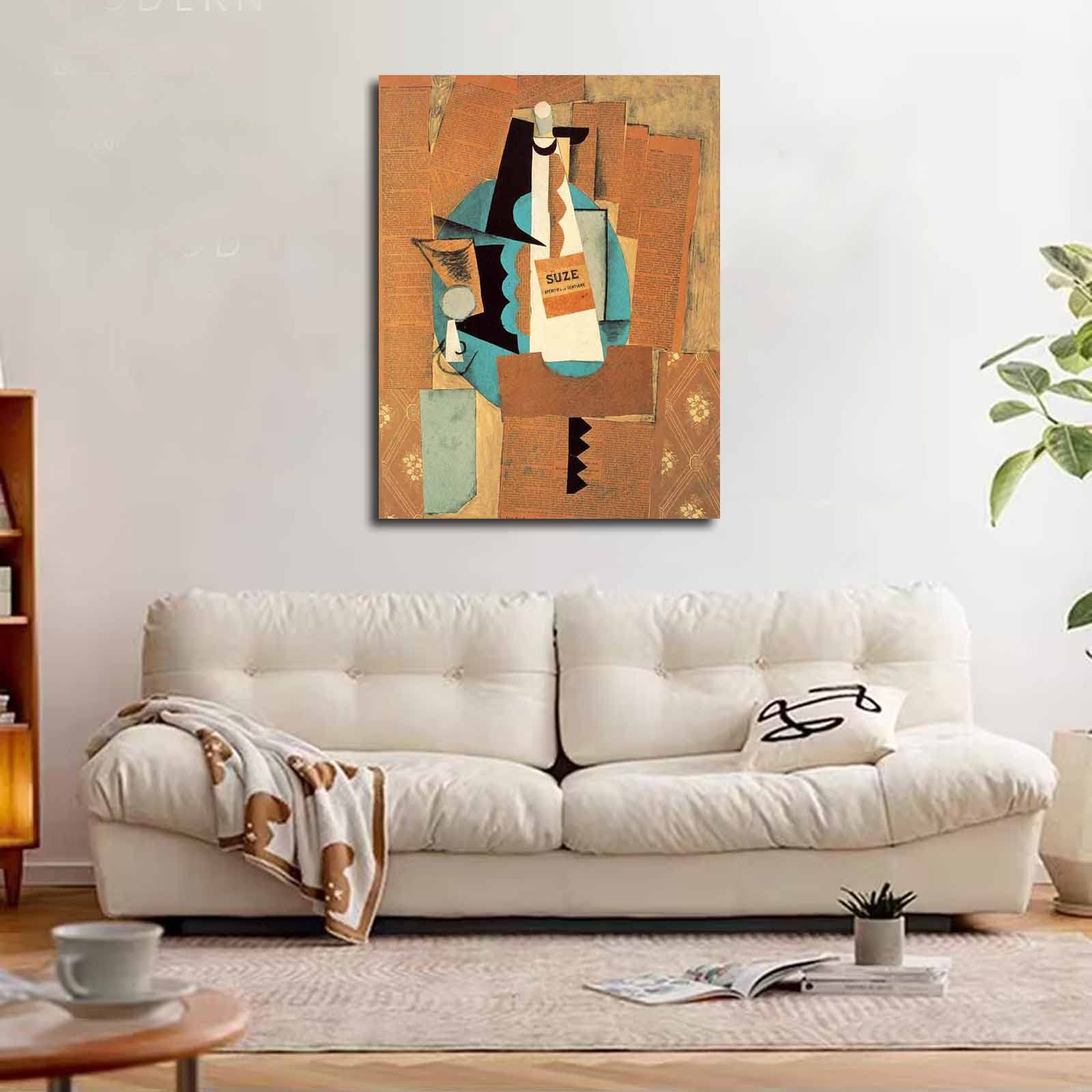 Amazon.co.jp: パブロ・ピカソGlass and Bottle of Suze 絵画