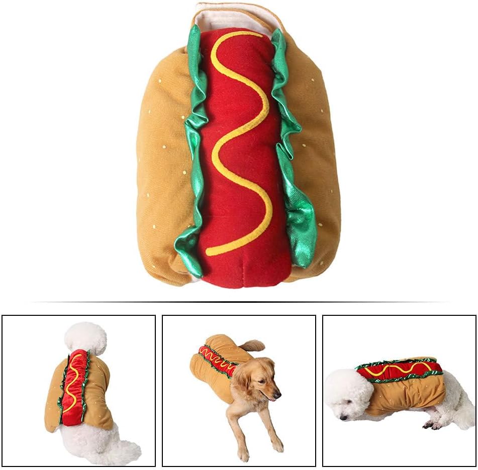 Hot Dog Doggie Pet Costume, Funny Warm Winter Hot Design Pet Cat Clothes for Christmas Cosplay - Size XXL Christmas Costumes