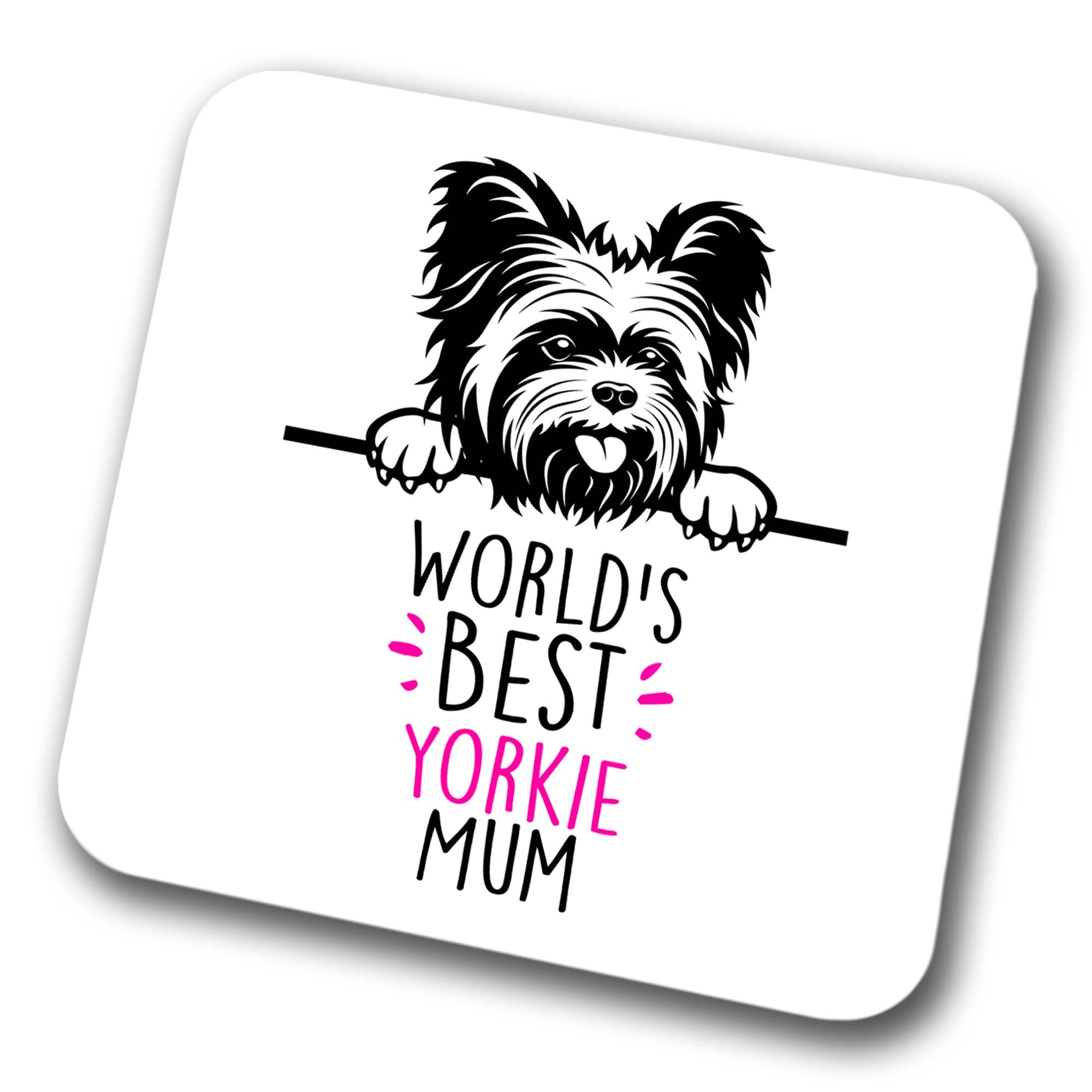 Faithful Prints Boys Yorkie World's Best Mum Coaster Dog Mum Yorkshire Terrier Mum Friend Funny Gift For Birthday Christmas, Yorkie Coaster