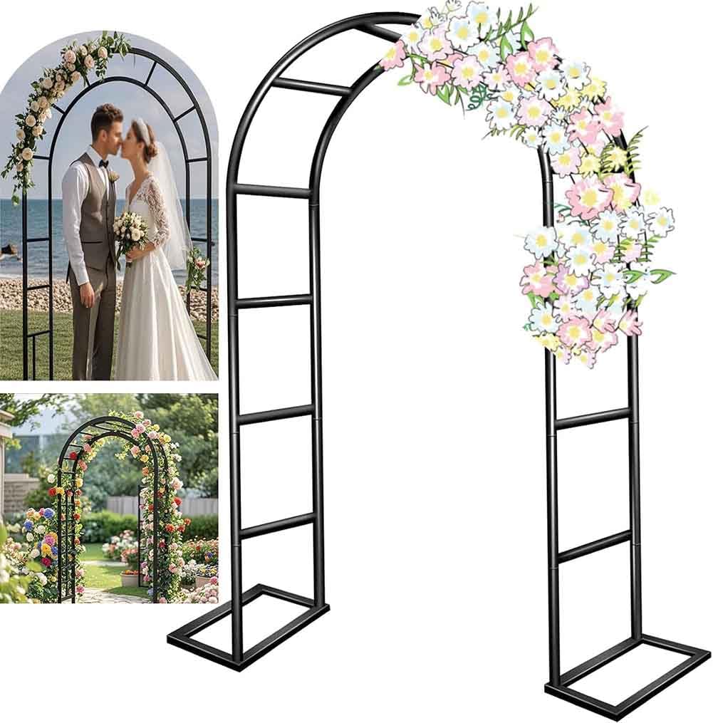 Arche de Jardin en métal, Large Arche Noire de 2,2 m de Haut, pour Plantes grimpantes, pergola en Treillis à Cadre en Acier résistant aux intempéries