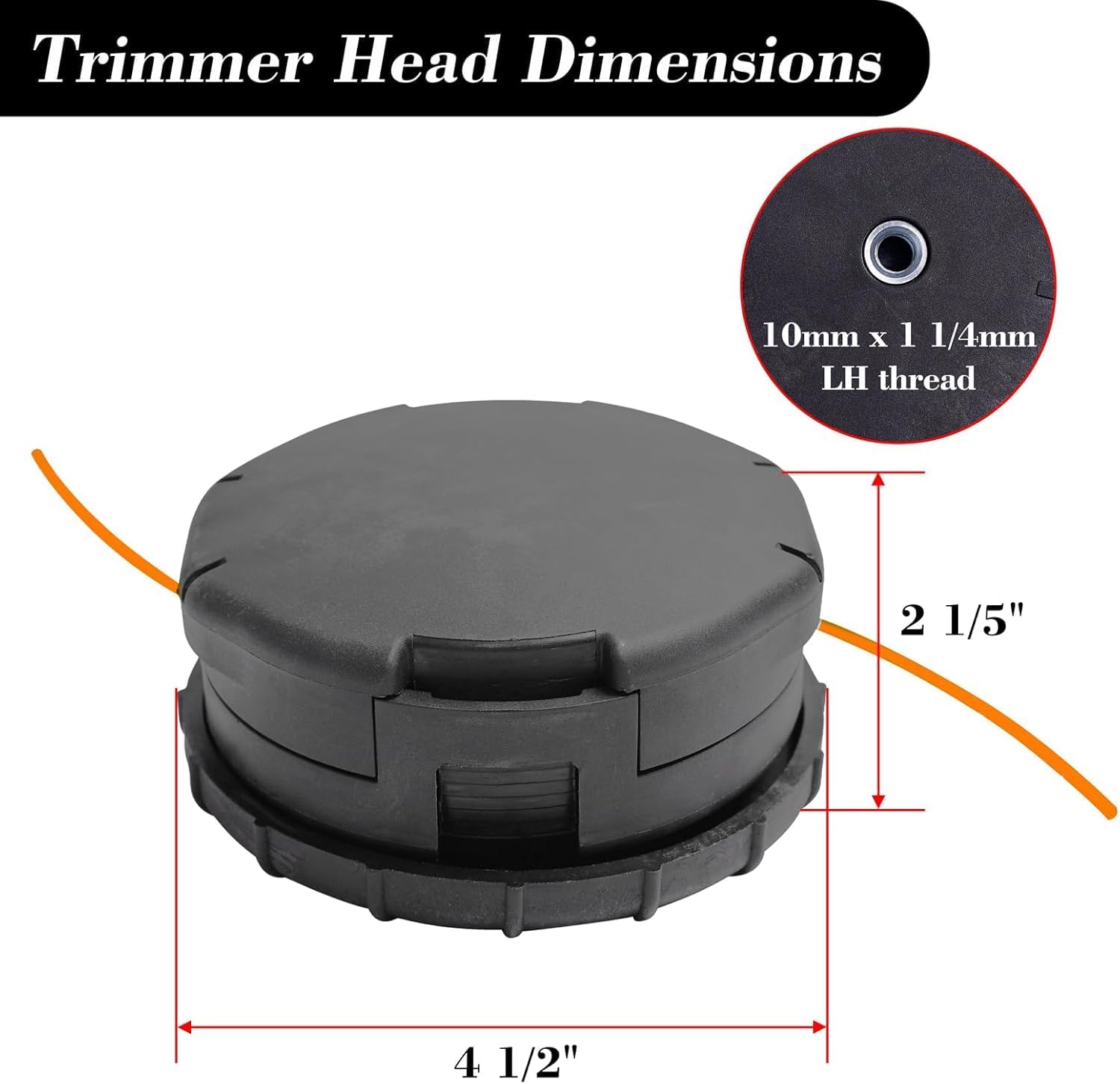 Cluparis Speed Feed 450 Trimmer Head SRM 266, String Trimmer Line .095 Inch 3lb Premium Spiral in Spool Red Heavy-Duty