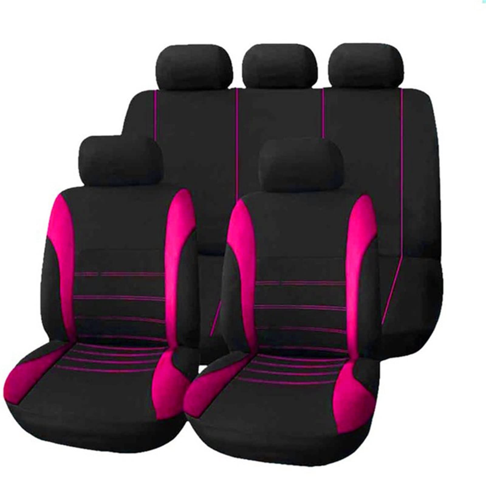 Front Rear Seat Pad Full Set Car Seat Covers Floor Mats For Peugeot 206 207  307 308 2008 Car Seat Cover Protectors (Color Rose Red)