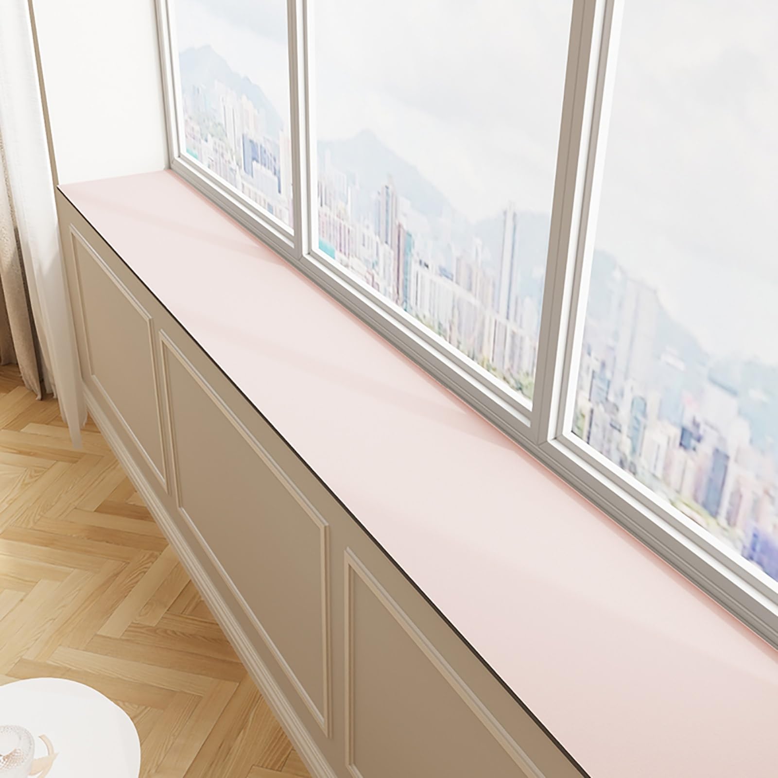 Dailify Cuttable Window Sill Pad Protector Mat, Waterproof Window Sill Remodel Protective Cushion Custom Size, Pure Colour Bay Window Cover Pads(Pink,110x20cm (43.3x7.9))