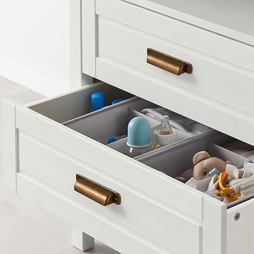 Miniatura 4 de Asidrama Paquete de 10 manijas de gabinete de cocina de latón antiguo de 3 pulgadas (2.992 in), tiradores de taza de gabinete, accesorios de