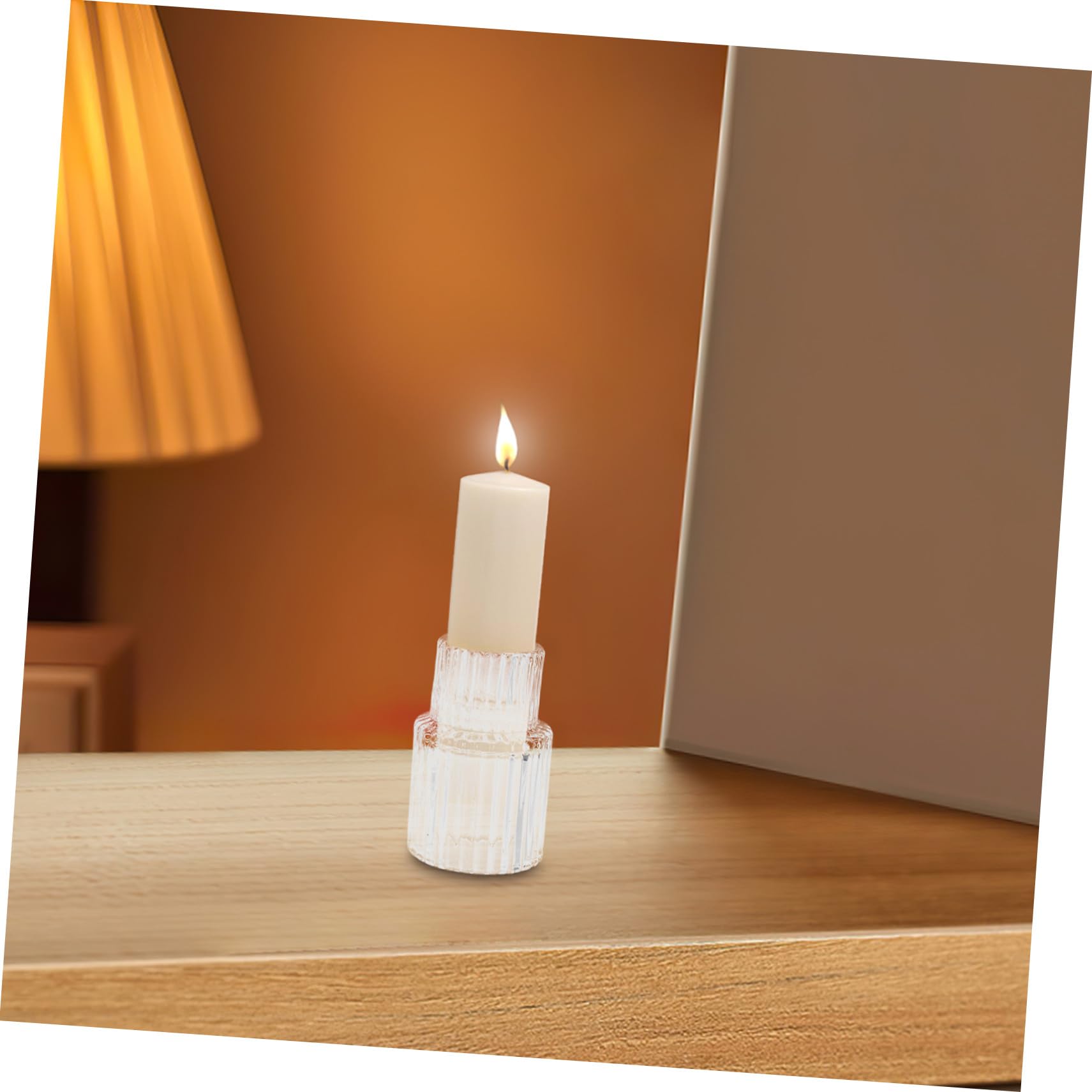 Mikikit 10 Szt Pojemników Na Świece Typu Tealight Szklanych Świeczników W Paski Przezroczystych Żebrowanych Szklanych Świeczników