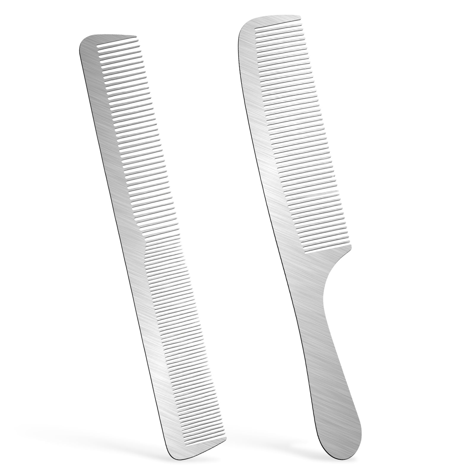 2Pcs Metal Hair Combs, Stainless Steel Anti-Static Fine Tooth Cutting Comb K1+K5
