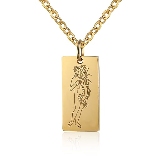 Susook Goddess Necklace for Women 18K Gold Plated Dainty Bar Pendant Stainless Steel Chain 20+2 inch Mythology Greek Jewelry Waterproof Non Tarnish Friendship Jewelry Gift for Girls - Aphrodite- Goddess of Love