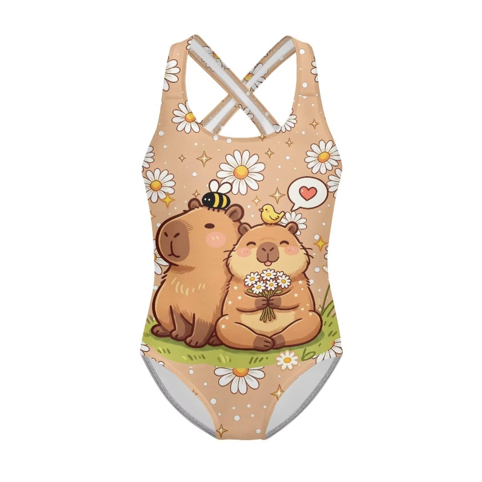 Girls Swimsuit Criss Cross Back 1-Piece Summer Beach Swiwmear