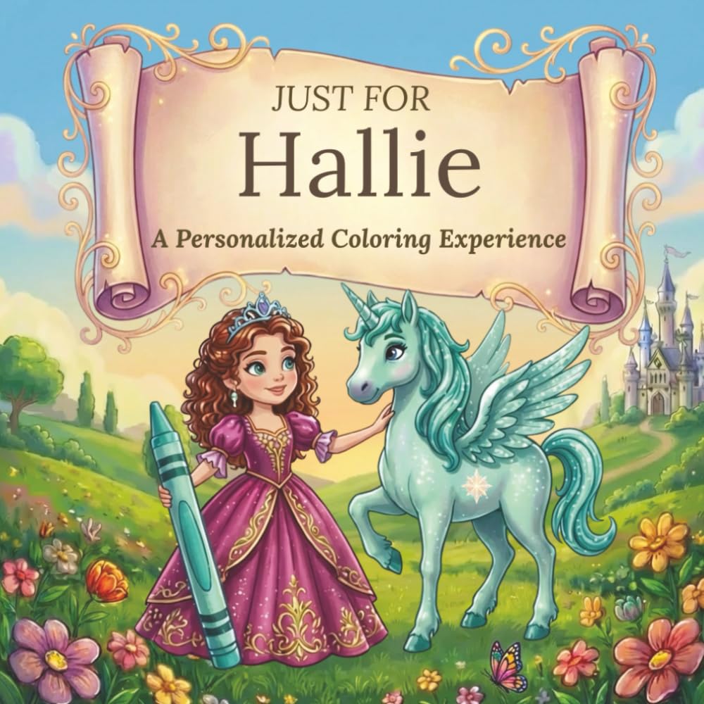 Just for Hallie: A Personalized Coloring Experience: 50 total coloring pages | 28 coloring pages featuring Hallie's name | 22 coloring pages themed for girls (Personalized Coloring Book Series)