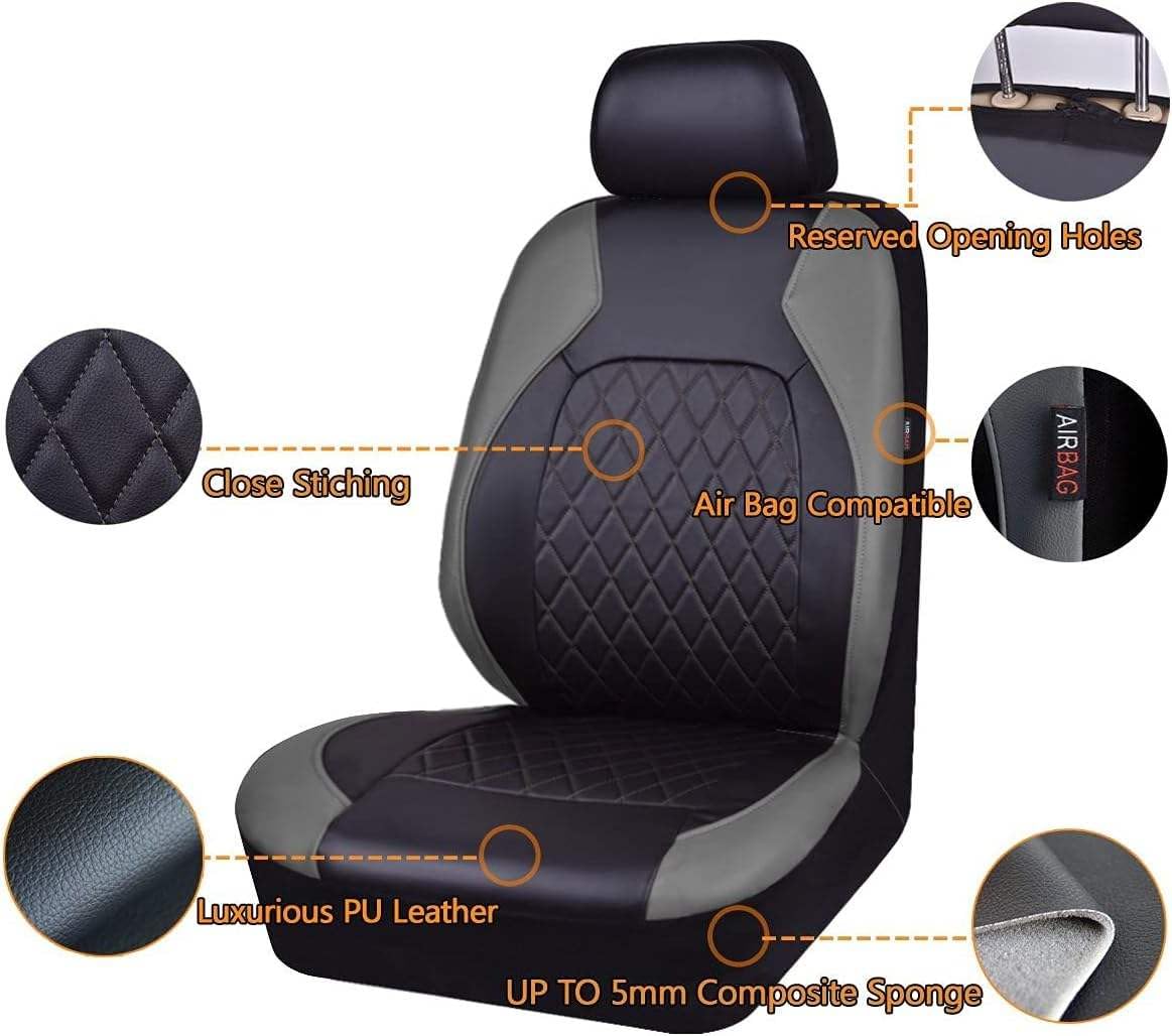 Fundas de Asiento Delantero Coche para Hyundai iX-20 ix20, Cubreasientos Protectores Transpirables Compatibilidad Airbag Todas Estaciones,Black — view 3