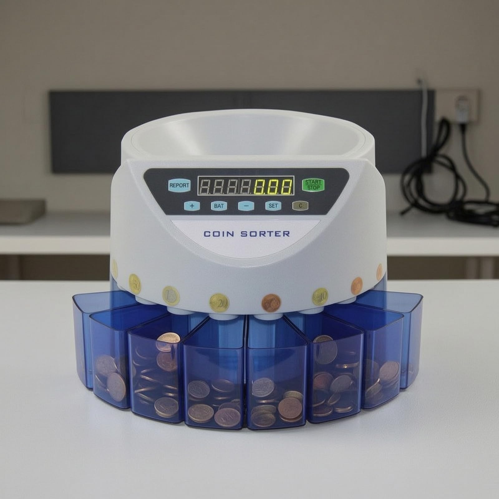 predolo Contamonete Elettronico Preciso Selezionatrice di Monete Euro Rapido Macchina Contamonete con Display per Negozianti