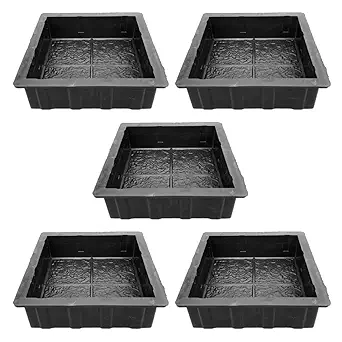 Reyal Black 8x8 Four Square Paver Block Mould 60mm (Pack of 5) Black Rubber Mold DIY Cement Mold Interlocking Paver Mould Pathway Mould Marble Paver