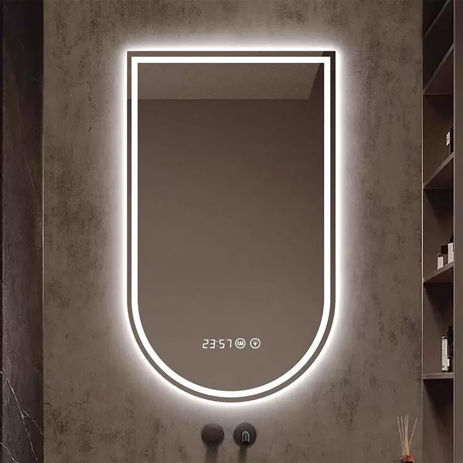 SXFSDOU Wall Mounted Bathroom Mirror, Modern LED Dimmable Vanity Mirror with Frontlit and Backlit, Anti-Fog, 3 Color Modes, Ideal for Home Decor