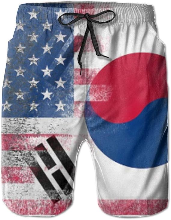 Amazon Co Jp 韓国系アメリカ人ハーフ韓国韓国ハーフアメリカ旗メンズビーチショーツ水着トランクスクイックドライ水着 ファッション