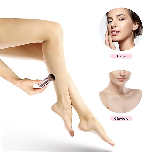 Miniatura 4 de Yoseng Cepillo autobronceador para el cuerpo, cepillo autobronceador con cerdas veganas onduladas, mango de oro rosa rosa, cepillo de maquillaje