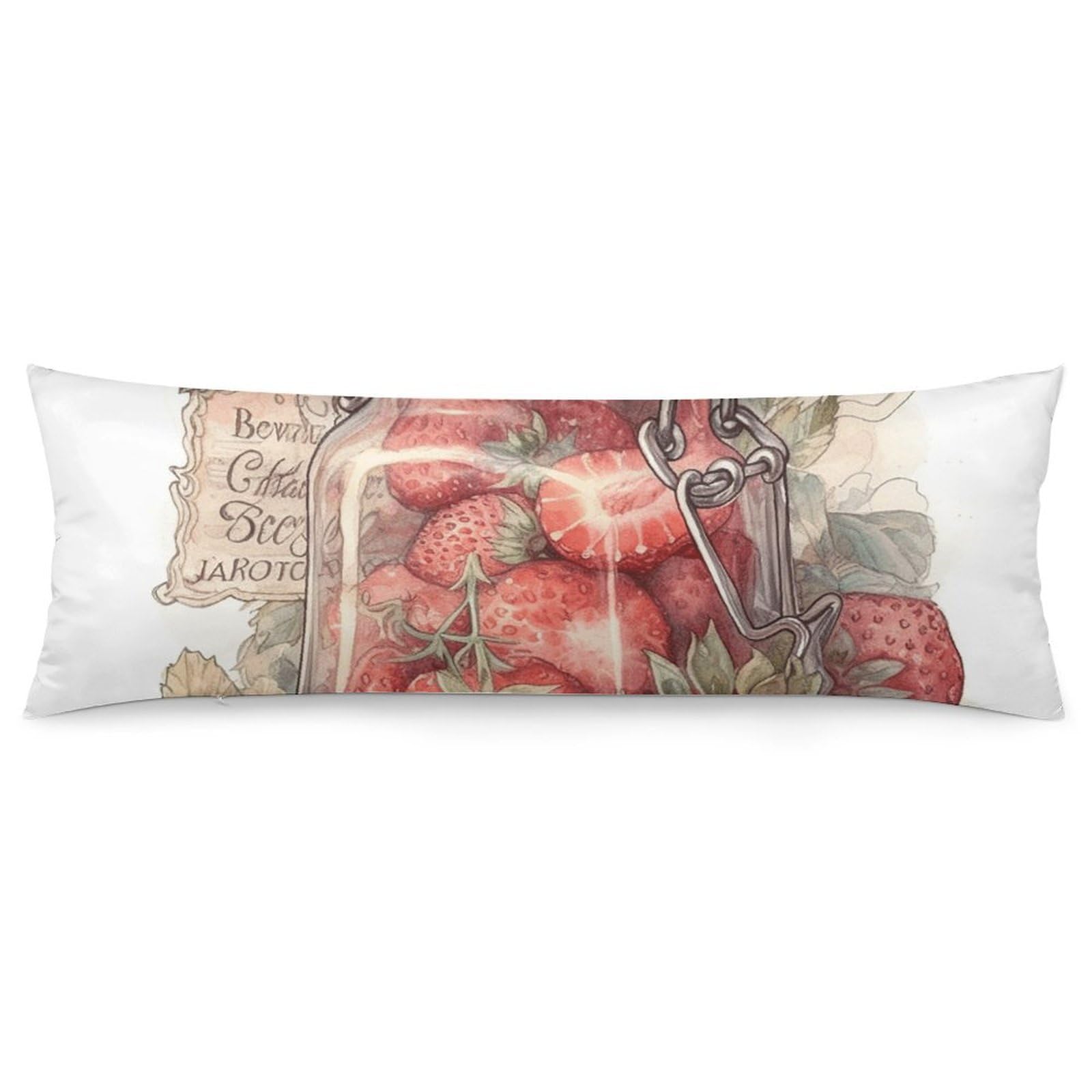 2 Pack Pillow Cases for Hair and Skin, Soft Breathable Pillow Case Covers with Hidden Zipper, Strawberries in Jar Pillowcase 20"x54" Pillow Covers for Sleeping Gift