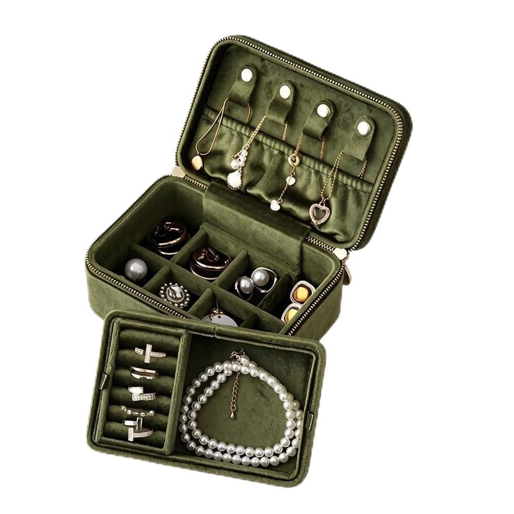 Torre para joyas Caja de almacenamiento joyas viaje terciopelo pequeña portátil Soporte