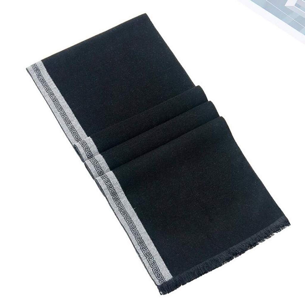 Loisirs Hommes Couleur Unie Écharpe Imitation Soie Unisexe Épais Chaud Hiver Longue Taille Foulards Mâle Mode Noir Porter Casual Classique Chaud(A-30x180cm)