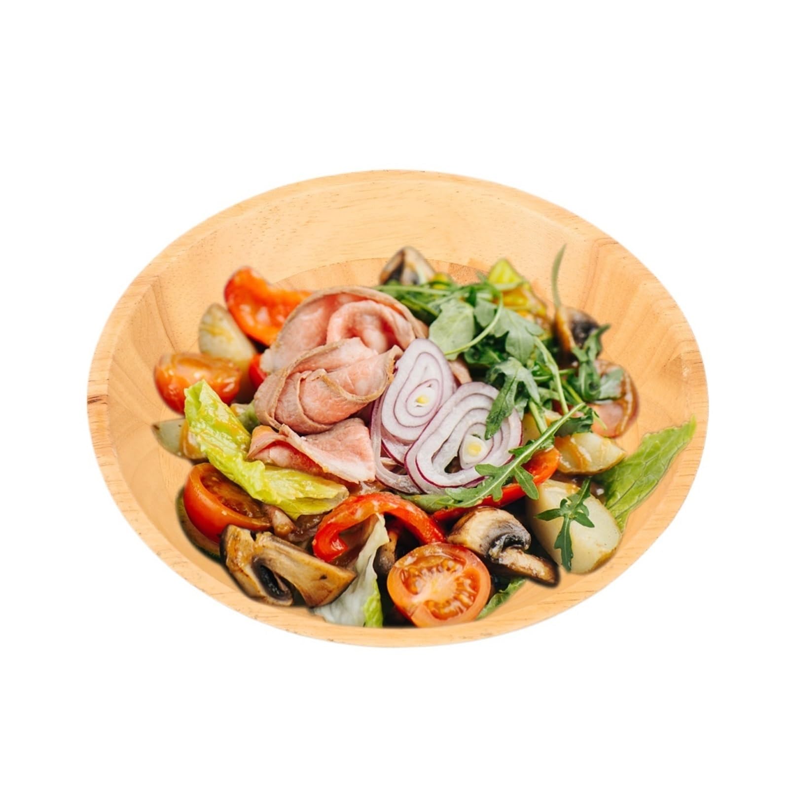 Ensaladera de Madera 2 Piezas: tazones Multiusos tamaño Mediano y Grande for Pan, Fideos, Pasta Frutas