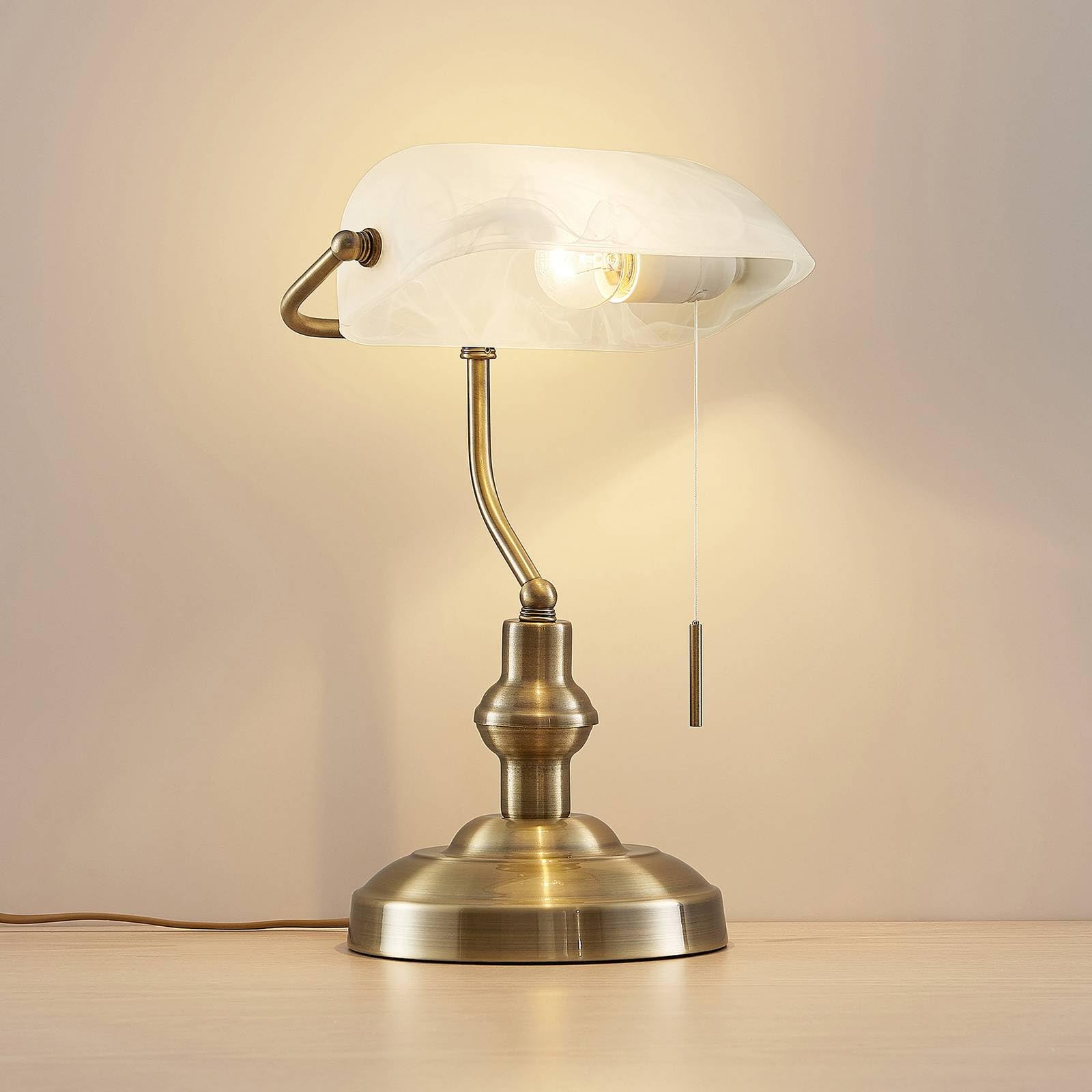Lindby Tischlampe Profina (Retro, Vintage Antik) in Bronze aus Metall (1 flammig E27) - Tischleuchte Schreibtischlampe Nachttischlampe Arbeitszimmerleuchte