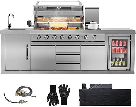 CT Copper Tailor 6-Burner Outdoor Kitchen BBQ Grill Island