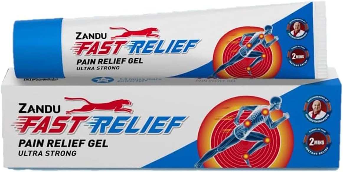Zandu Fast Relief Gel- 45ml | For back, Neck & Shoulder and Knee pain | Deep Penetration- 1.5x more effective | Recommended by Physiotherapists