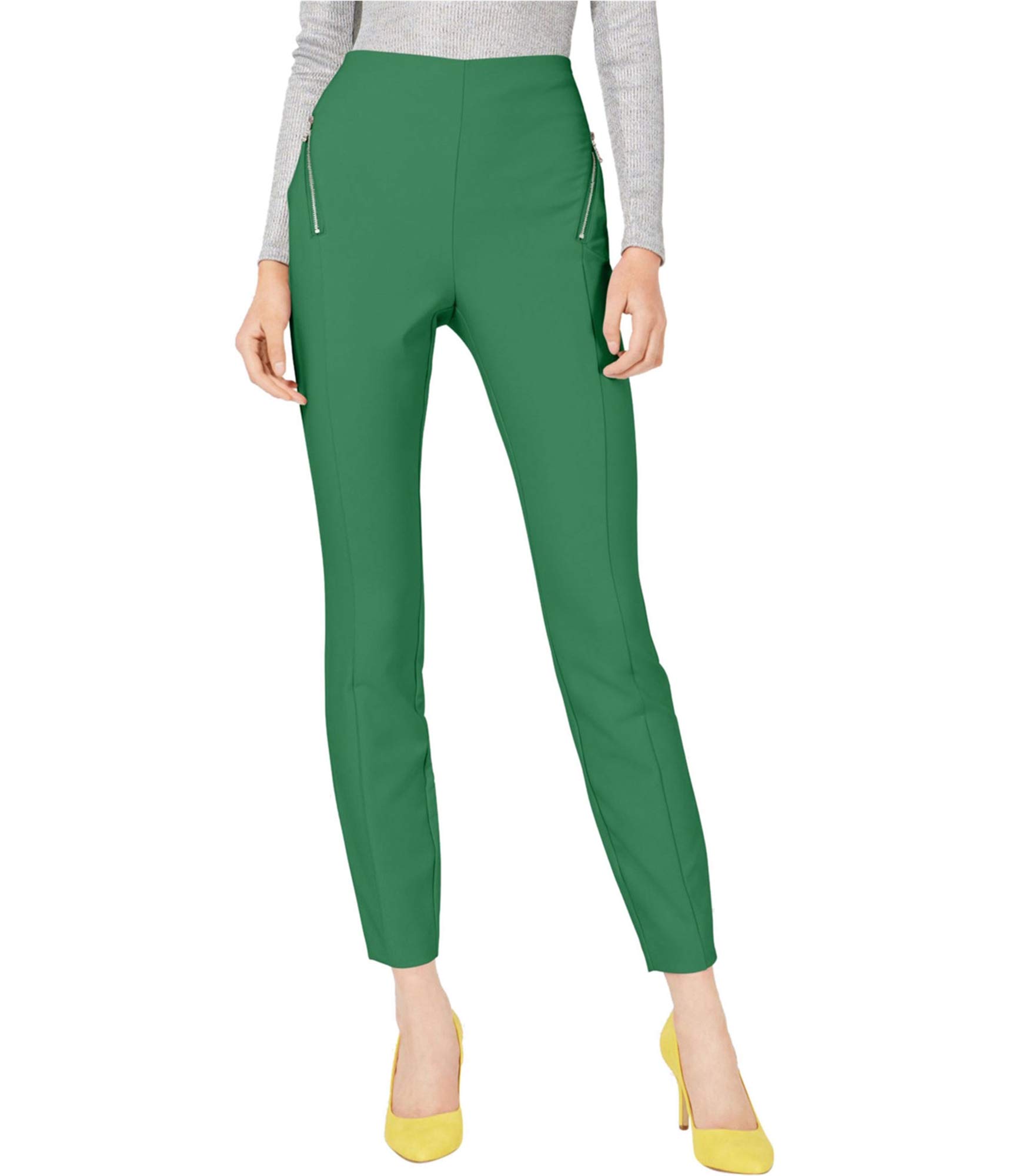 I-N-C Womens Zip-Pocket Casual Trouser Pants Green 10