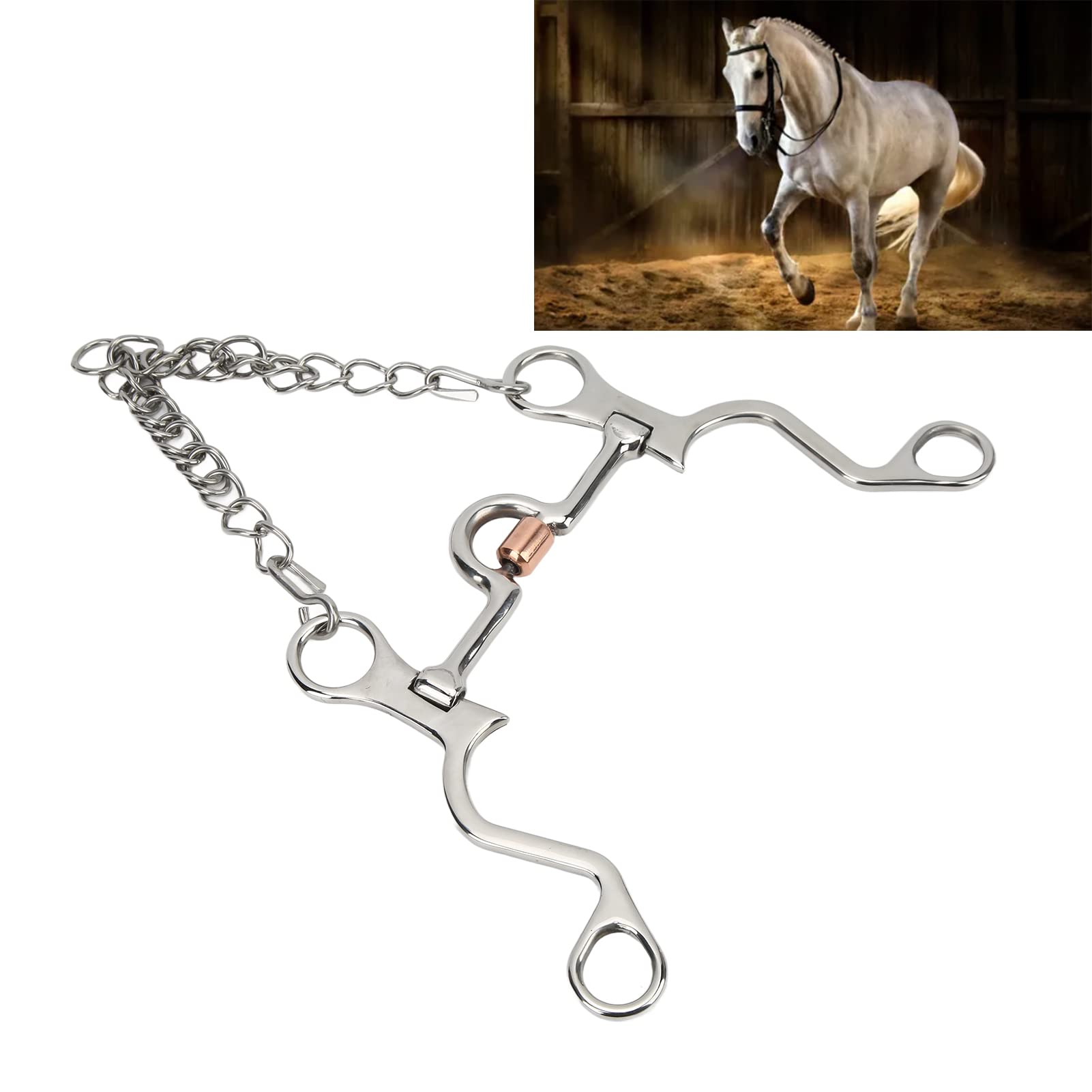 Tnfeeon Morso per Cavallo, Morso Pelham in Acciaio Inossidabile per Equitazione (130 MM)
