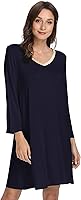 Vista 2 de GYS Camisones para mujer, pijamas de bambú suave, camisas de noche de manga larga, ropa de dormir cómoda
