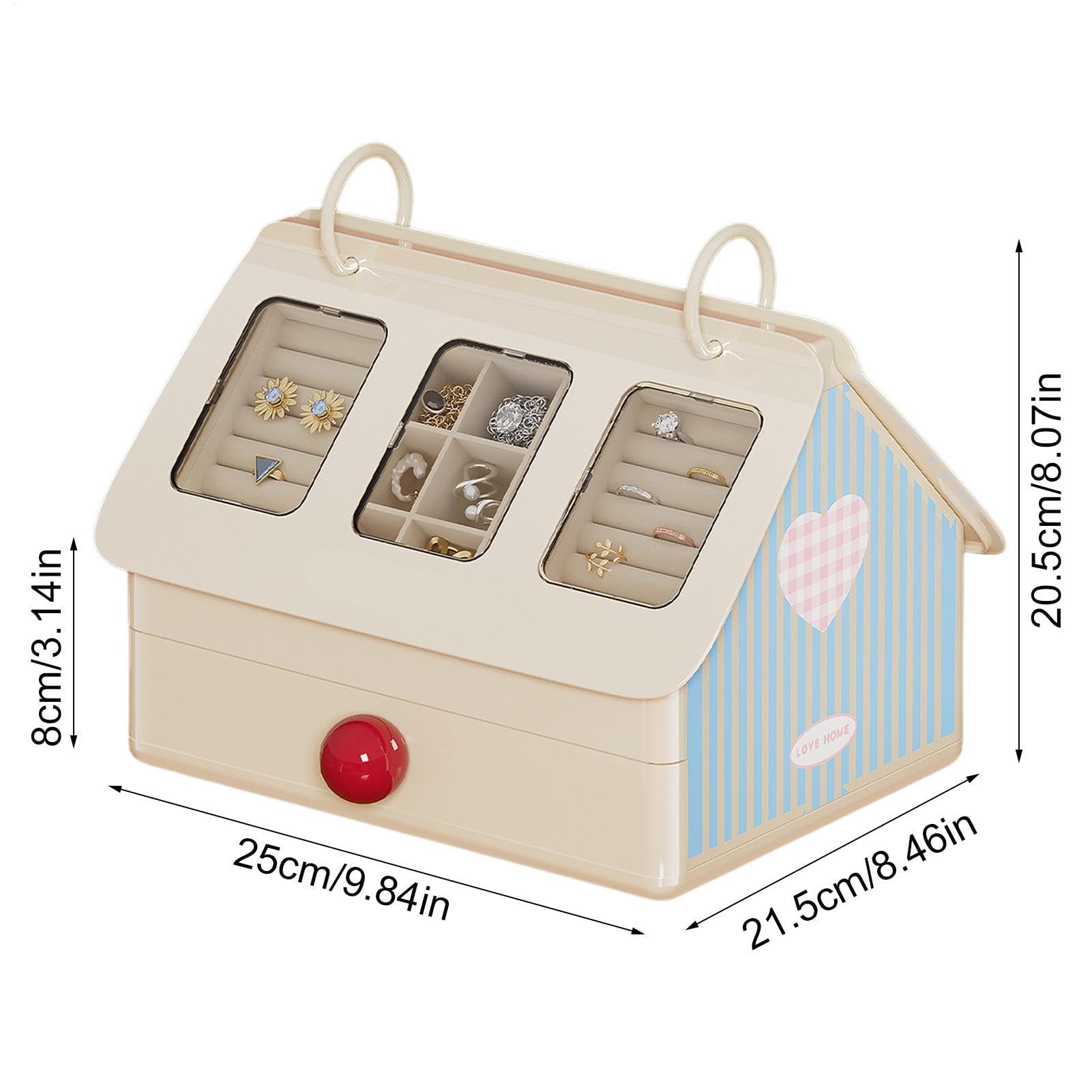 de Joyas Collares Estuche Bonito Multifuncional con Forma de Casa y Cajón | Estuche De Almacenamiento Para Pendientes para Mujeres Niños Familia Amigos Pulseras Cepillos Baño Escritorio Mesa y
