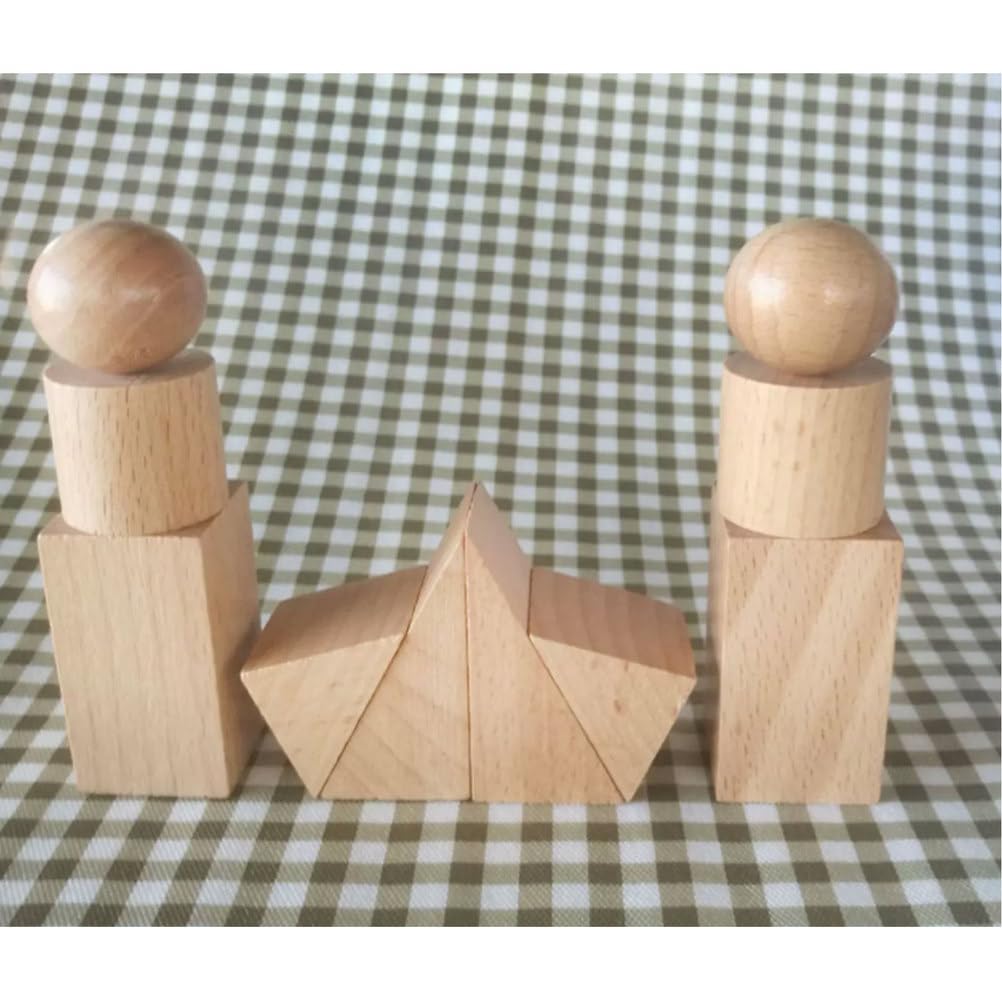 Montessori-Geheimtüte mit festen geometrischen Holzformen | Stereometrische Festkörper Taktile Spiel, Sensorisches Texturerkennungs-Spielzeug, Blindes Tast-Abgleich-Lernspielzeug