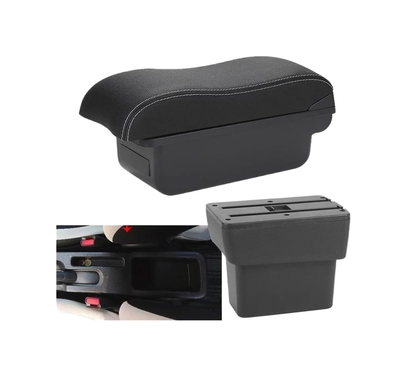 HCKCLMBMZW For Nissan For Note For EPower 2016-2022 Armrest Box Central Storage Dedicated Interior Retrofit Car Car Armrest Center Console(C3 Black White Nousb)