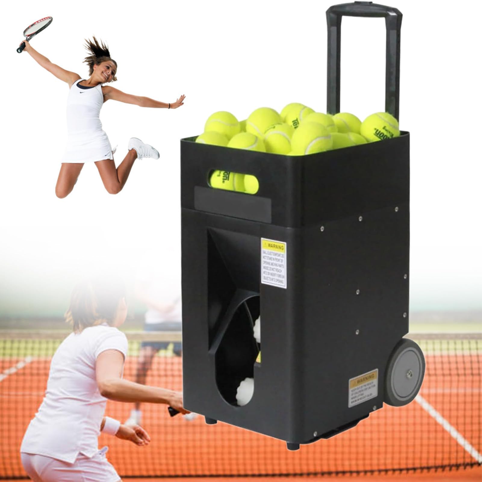 Máquina de Pelotas de Tenis Inteligente, Lanzador Automático Portátil, App y Control Remoto, Intervalo Ajustable 2-8 Segundos, 50 Pelotas Capacidad,Entrenamiento Autónomo