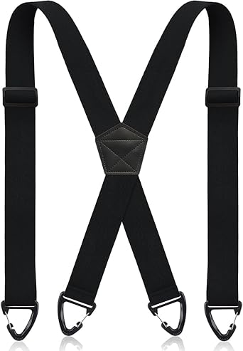 Mens Braces For Trousers,1.49'' Wide X Back Suspenders With 4 Strong Hooks,Heavy Duty Adjustable Braces For Men Trousers Business Wedding Casual
