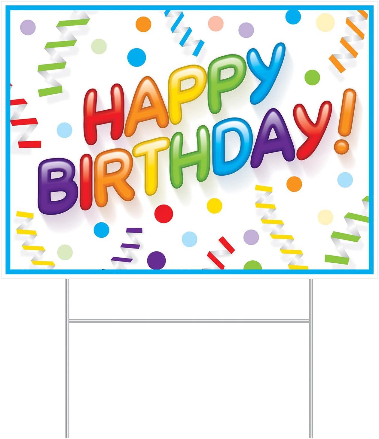 Beistle Durable And Colorful Corrugated Plastic Happy Birthday Yard Sign With Metal Stake Party Celebration Outdoor Lawn Decorations
