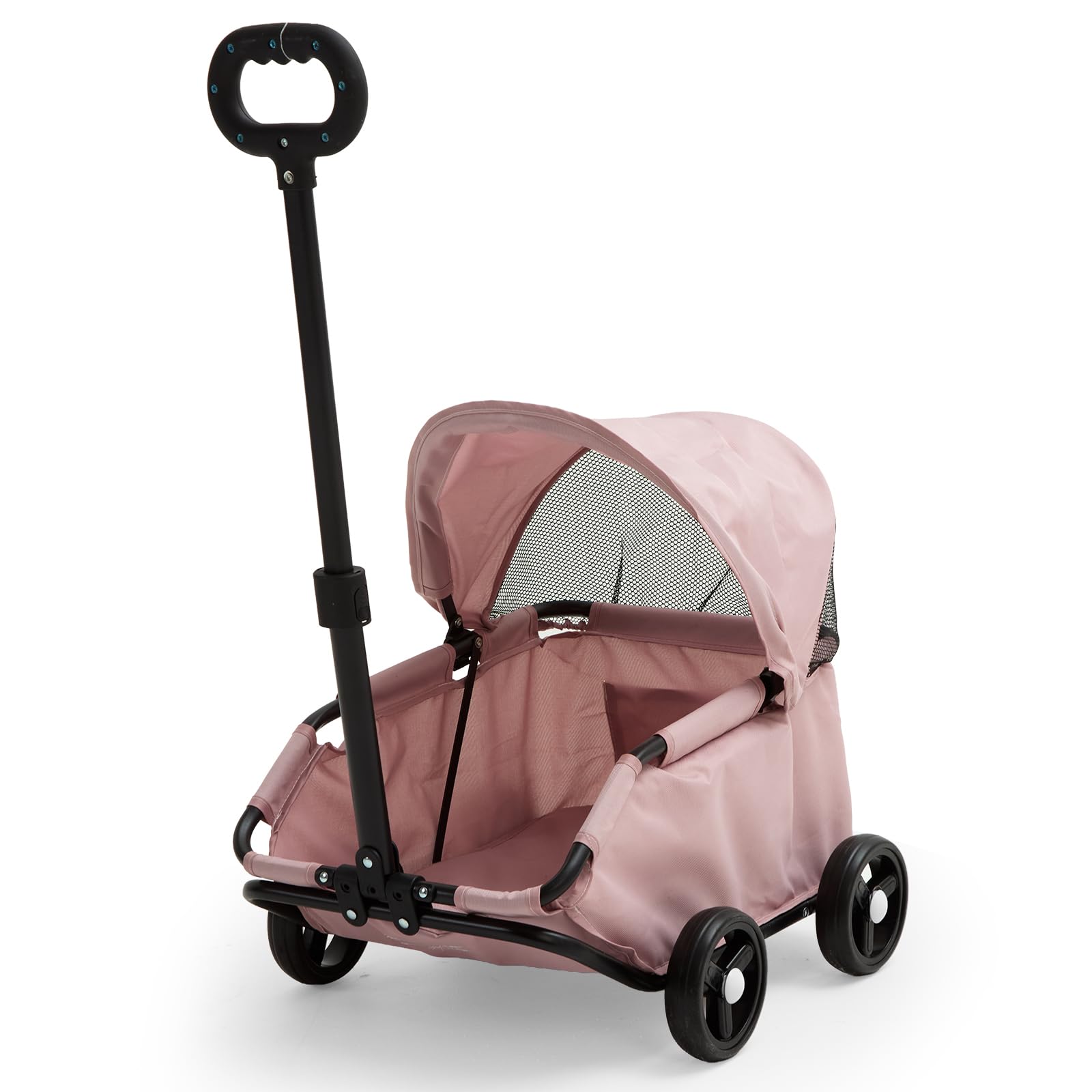 Pet Stroller for Small Dogs Cats Pet Carrier Shopping Cart Foldable Dog Trolley with 360° Swivel Handle Breathable Mesh Lightweight 4-Wheel Jogger Travel Stroller for Medium Puppies (Pink, S)
