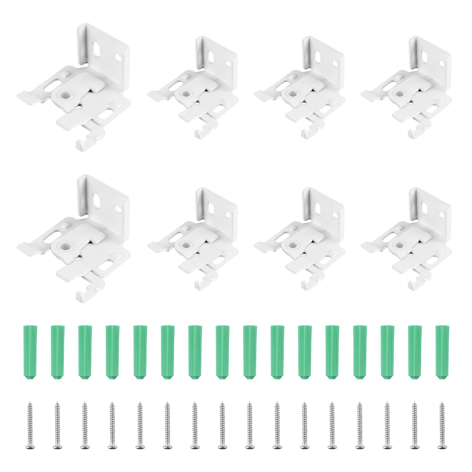 INCREWAY 8Pcs Roman Blinds Fixing Brackets, Shades Fastener with Swivel Design Venetian Blinds Spider Mounting Frame Fixing Frame Buckle for Top Or Face Fixing (White)