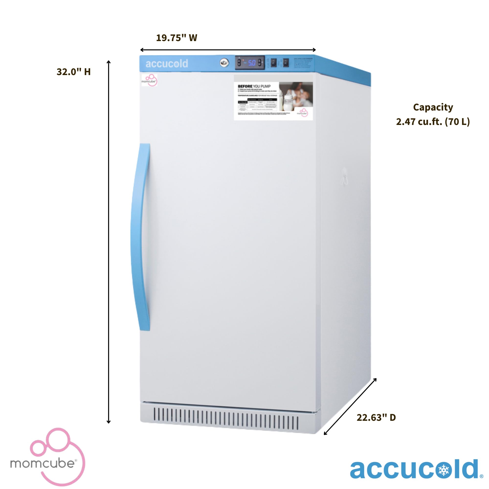 Momcube Breast Milk Freezer 2.47 Cu.Ft., ADA Compliant - Afz2pvbiadamc(Rhd) on Fridge.com - View 2