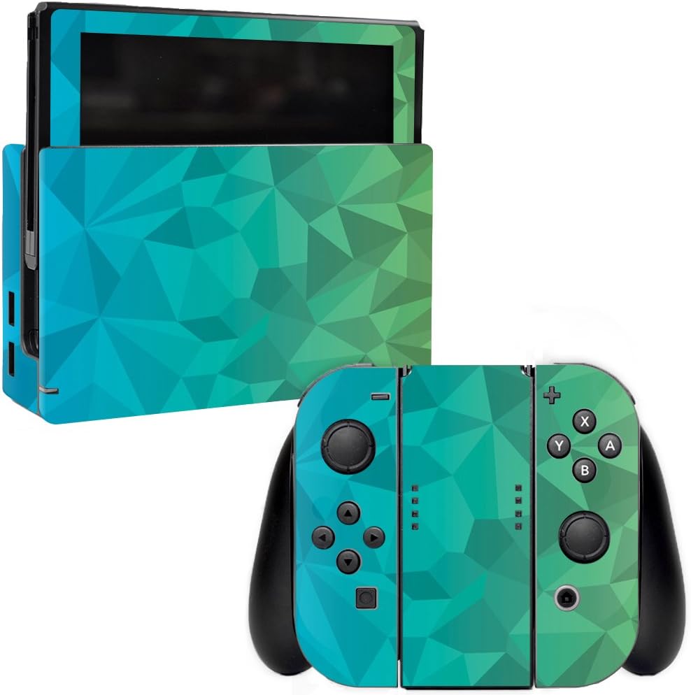 MightySkins Skin Compatible with Nintendo Switch - Blue Green Polygon | Protective, Durable, and Unique Vinyl Decal wrap Cover | Easy to Apply, Remove, and Change Styles | Made in The USA