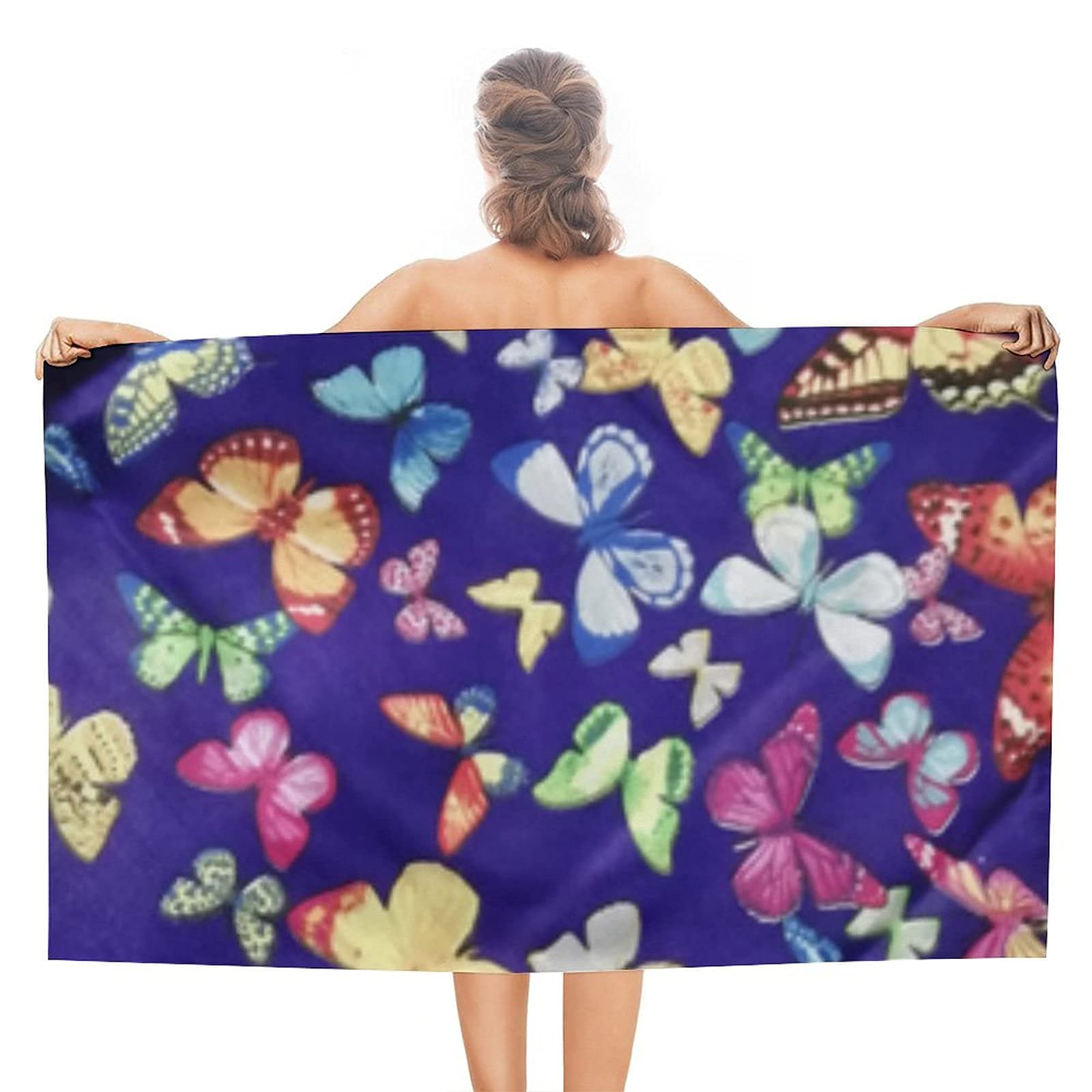 Lsjuee Colorful Buttflies Beach Towel for Boys Sand Resistant Superfine Fiber Beach Towel Oversized Microfiber for Hawaii SPA Exercise or Training Honeymoon Cruise Beach Gym Fitness 32INx52IN
