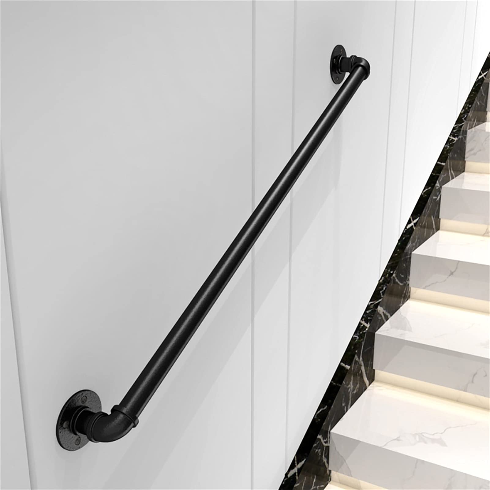 Main courante escalier industrielle en fer forgé noir mat de qualité supérieure 260cm