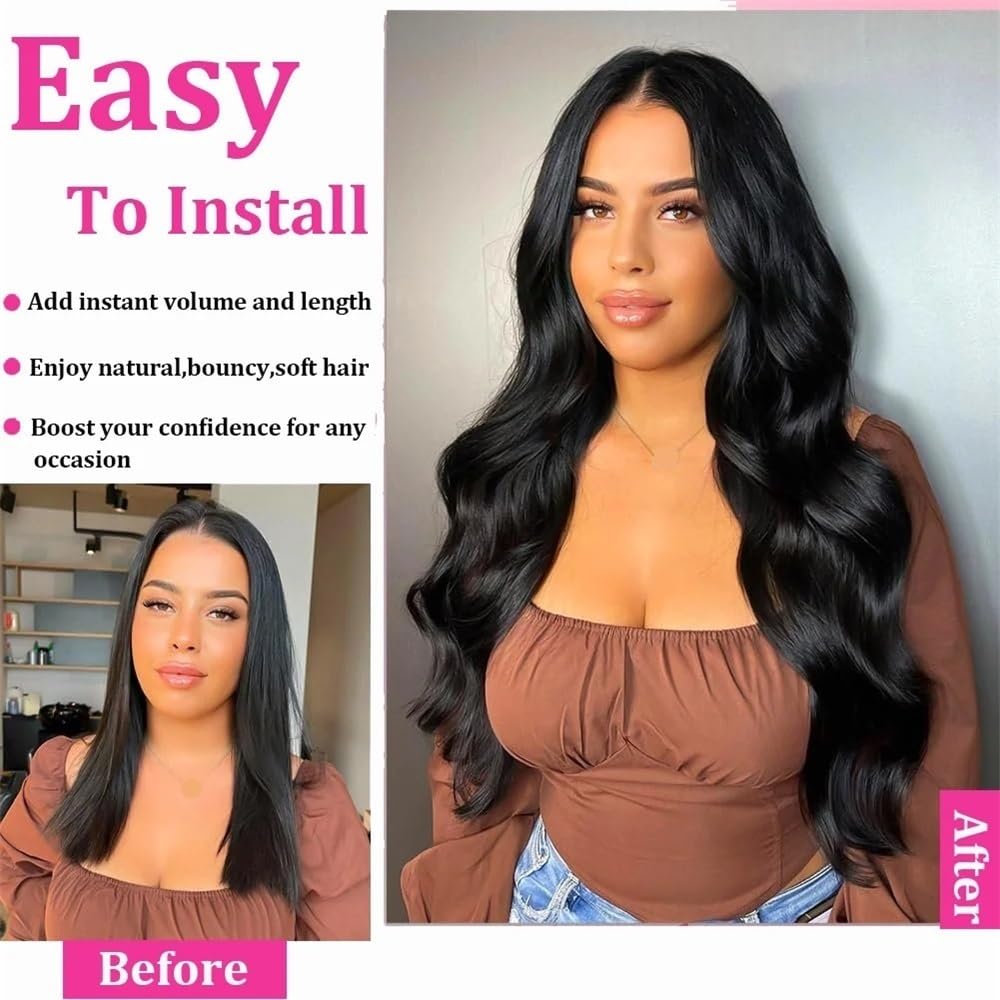 Nakładki na włosy dla kobiet Przedłużki z włosów naturalnych typu „body wave clip in” 120 g/zestaw „clip dla kobiet Messy Hair Bun Hairpiece(14inches,240g)