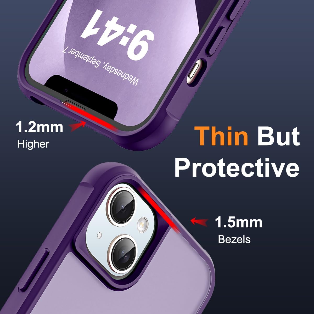 Compatible with iPhone 13 Case & iPhone 14 Case with Invisible Magnetic O-Ring Stand Translucent Phone Cases for 13 & 14 6.1" [Compatible with Mag-Safe][Great Grip Feeling], Purple - Image 6