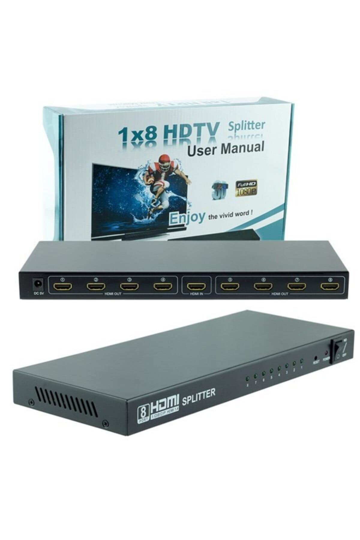 1x8 Sekiz Ayrı Tv 8 Port 8 Li Hdmı Splıtter Full Hd 4k Destekli