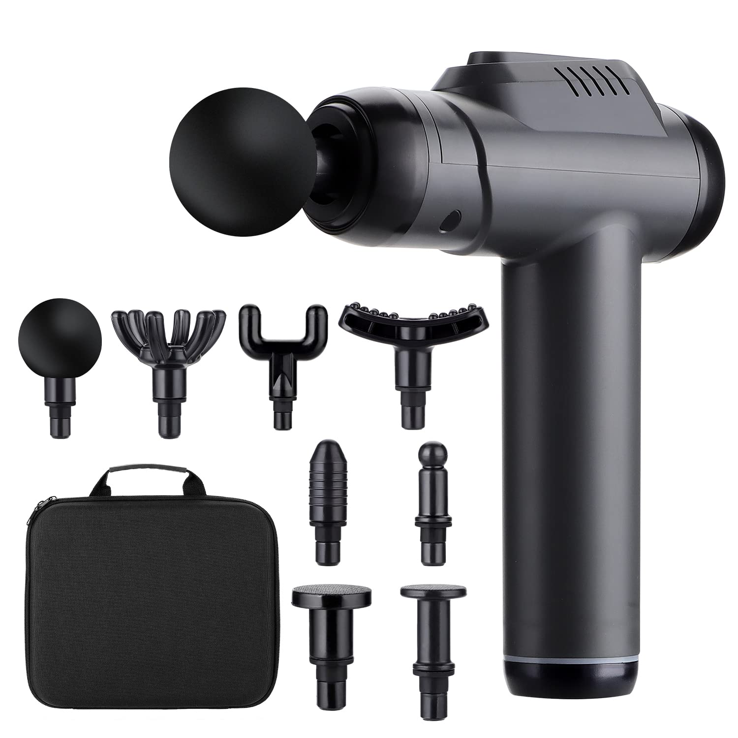 Firelex Massage Gun Deep Tissue Massager,Portable Quiet Muscle Percussion Massage Gun with 8 Massager Head,99 Speed Levels Electric Hand-held Deep Muscle Fascial Massager,Rechargeable Massage Gun