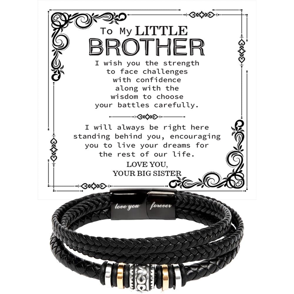 To My Brother Bracelet, Bracelet for Brother from Sister, Gifts from Mom and Dad, Birthday Gift with Message Card and Box