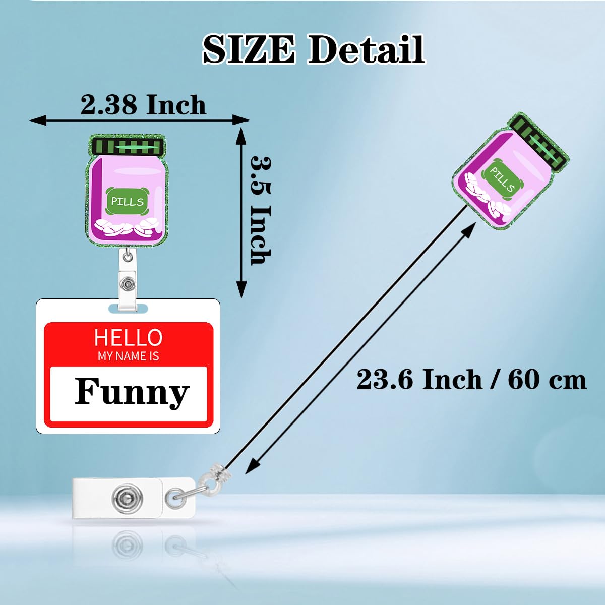 Funny Nurse Badge Reel - "It's My First Day" Glitter Retractable ID Holder, Cute Medical Accessory For RNs, CNAs, Students - View #11