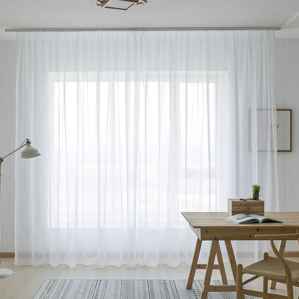 Voile de rideau d'ombrage blanc rideau semi-voile sans perçage cloison de balcon 100x270